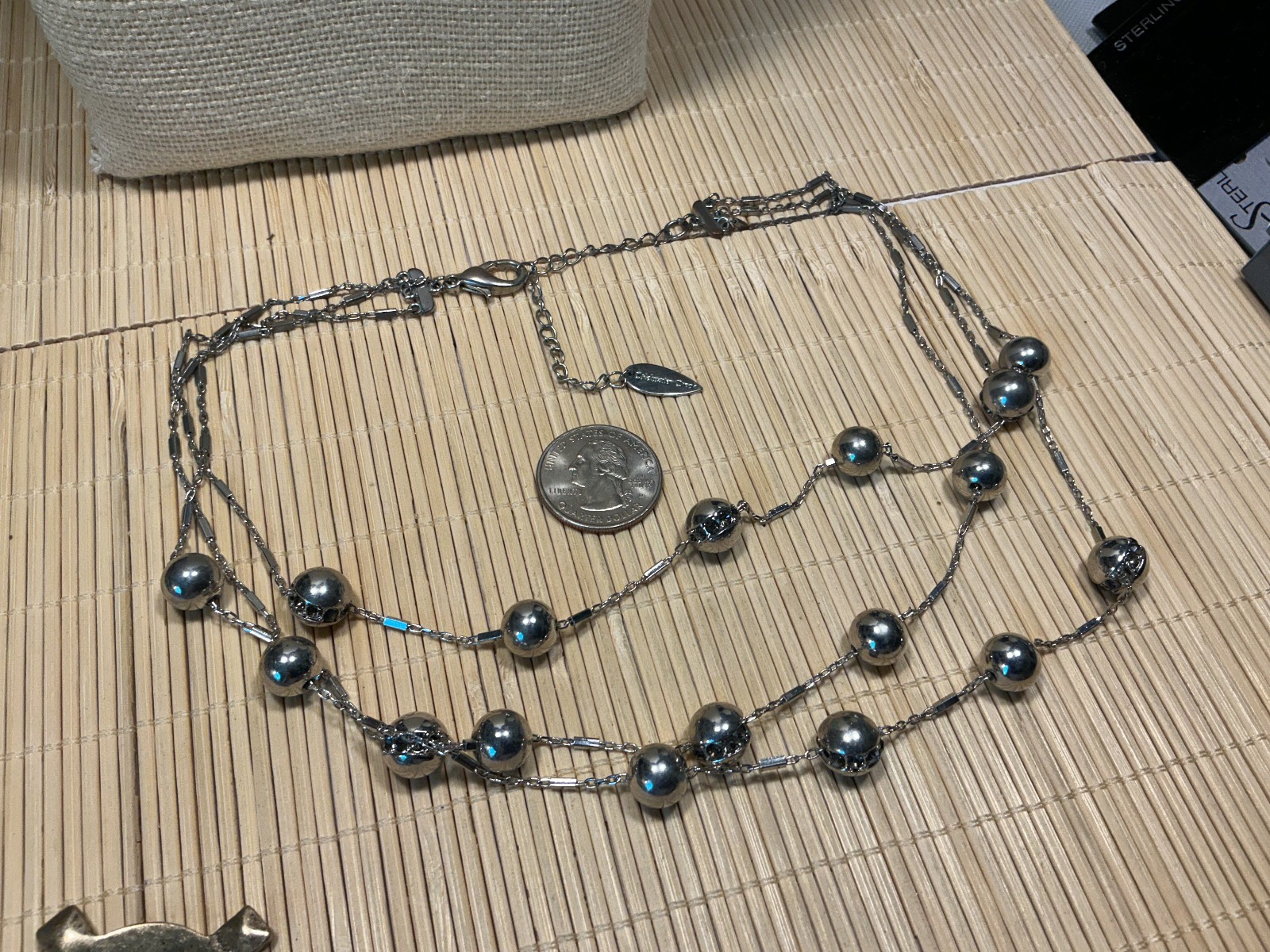 Coldwater Creek Necklace Sapphire Blue Rinestone Ball Silver Choker Lot 103C