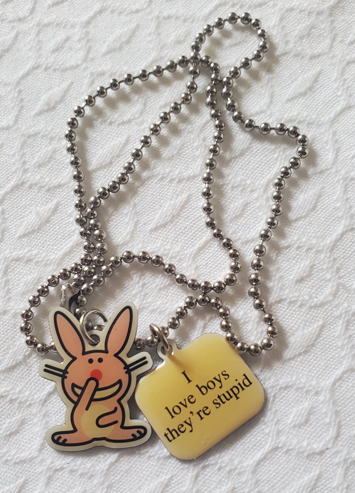 Happy Bunny Dog Tag Necklace Jim Benson Various Titles Choose One