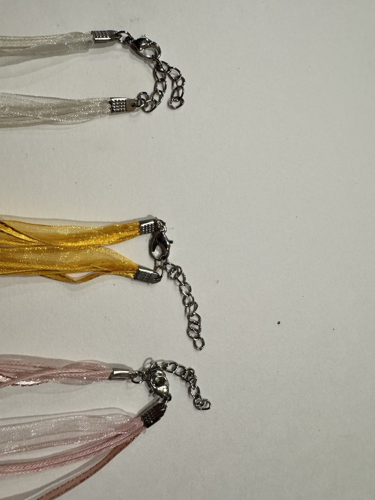 3 Pc Ribbon Cord Pendant Necklace Lot Heart Purse Rhinestone Statement Jewelry