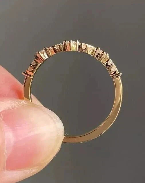 2Ct Round Cut Simulated Diamond Tinny Wedding Band Ring 14k Yellow Gold Plated