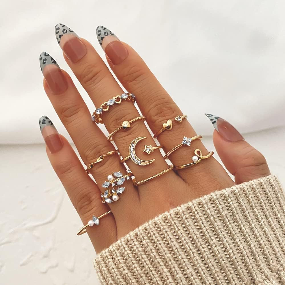 Gold Stackable Rings for Women Non Tarnish Cute Rings for Teens Trendy Stuff Boh
