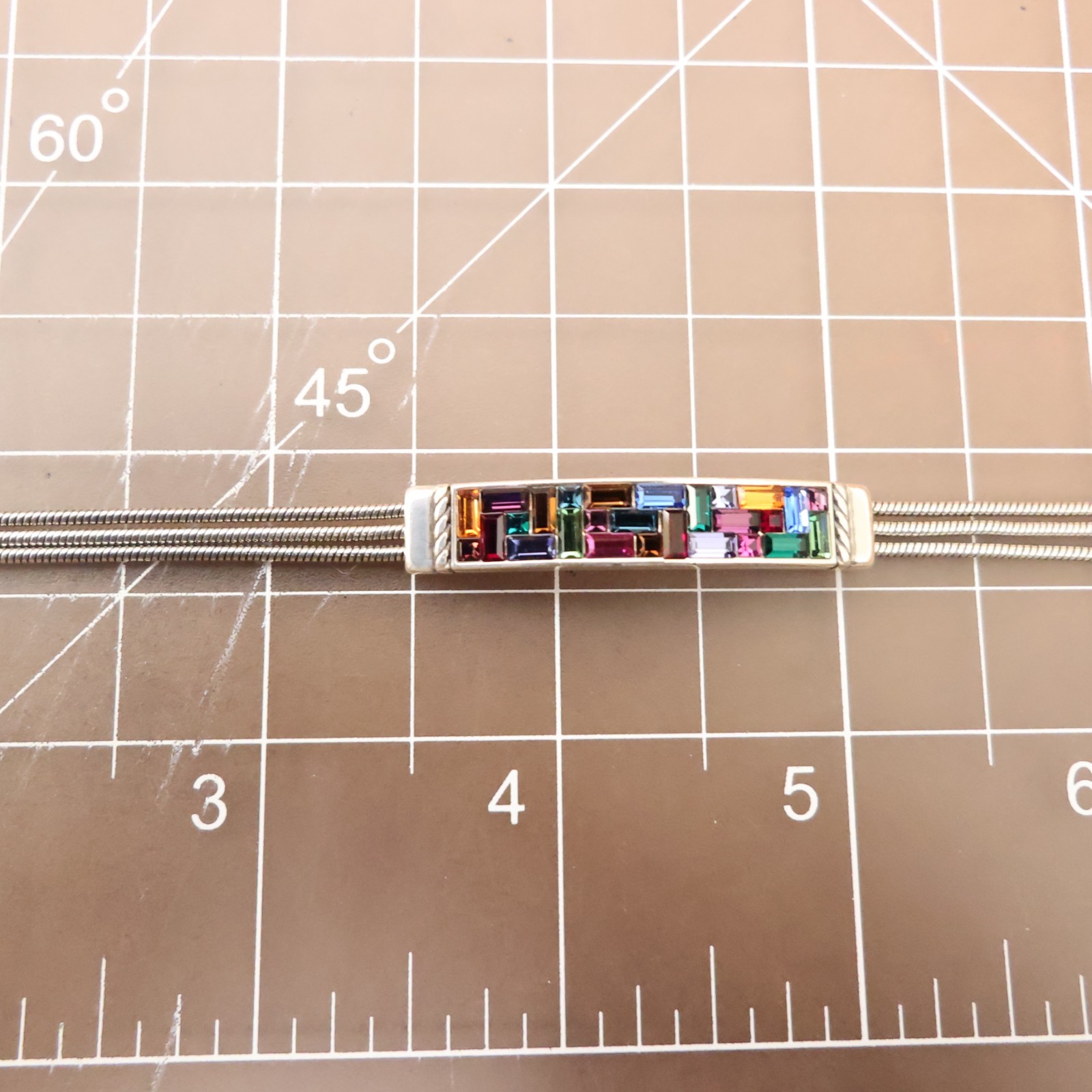 Brighton bracelet rainbow bar crystals silver plated signed adjustable