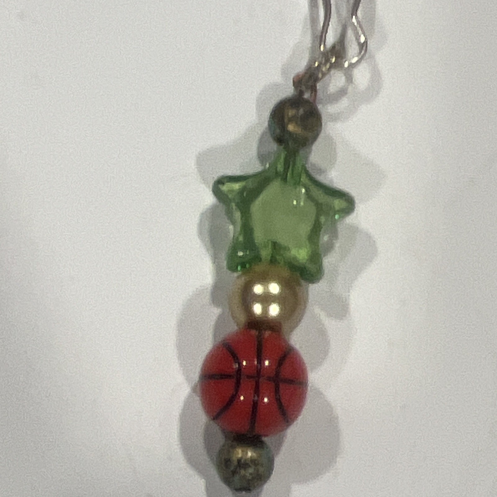 Green Star Red Basketball Glass Beaded Sports Bag charm