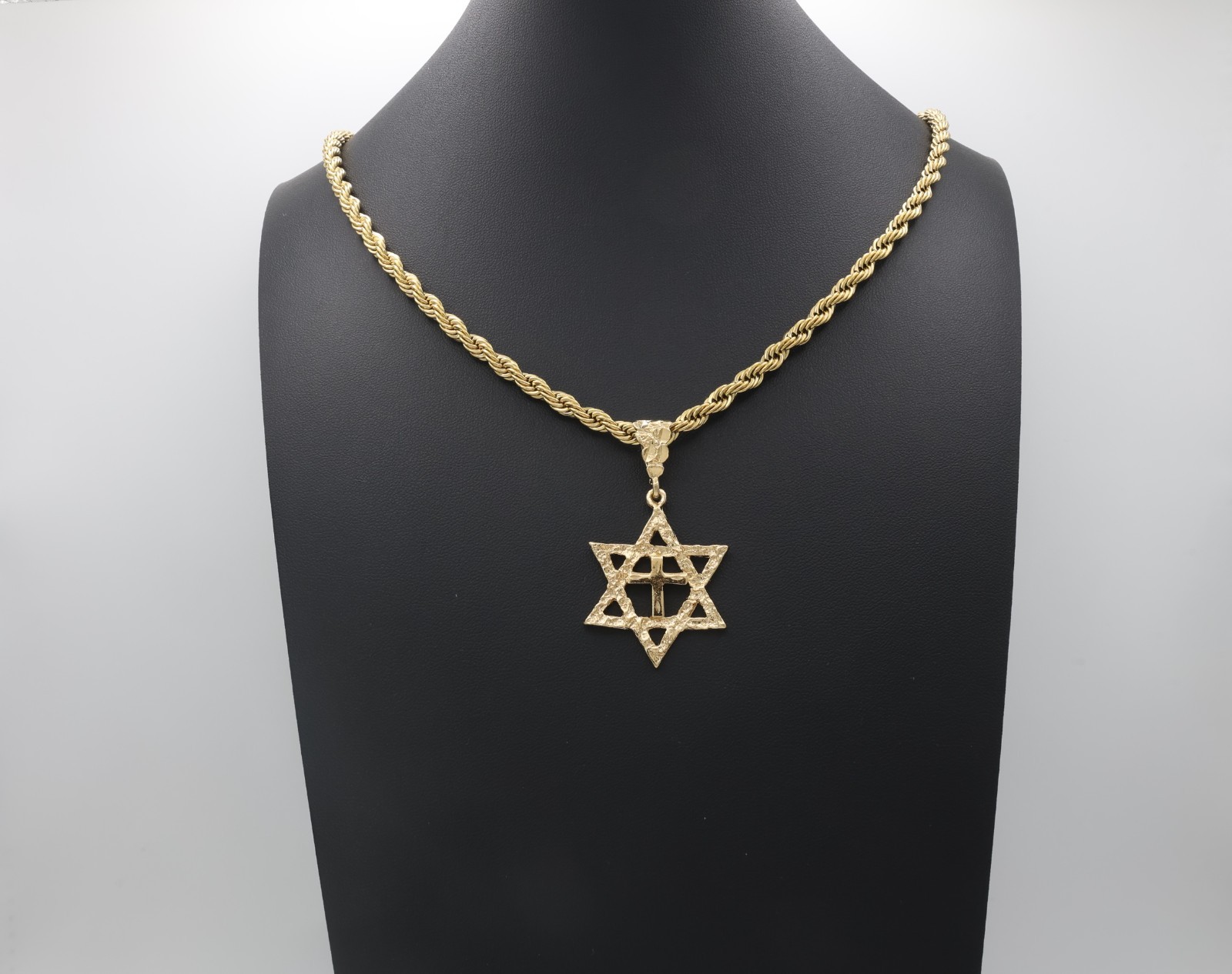 14K Gold Plated Star of David Necklace 4mm Rope Chain Men’s/Women’s