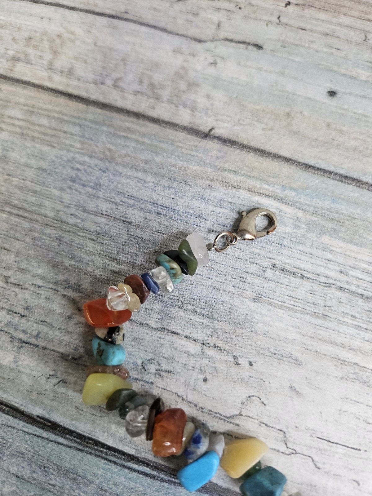 Semi-precious Stone Chips Necklace 16″ Colorful Natural
