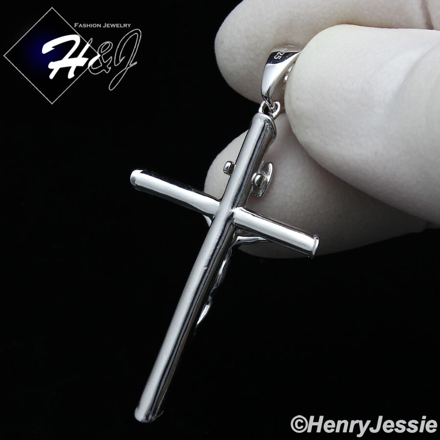 925 STERLING SILVER 16″-30″X2MM MIAMI CUBAN CURB CHAIN JESUS CROSS PENDANT*SP213