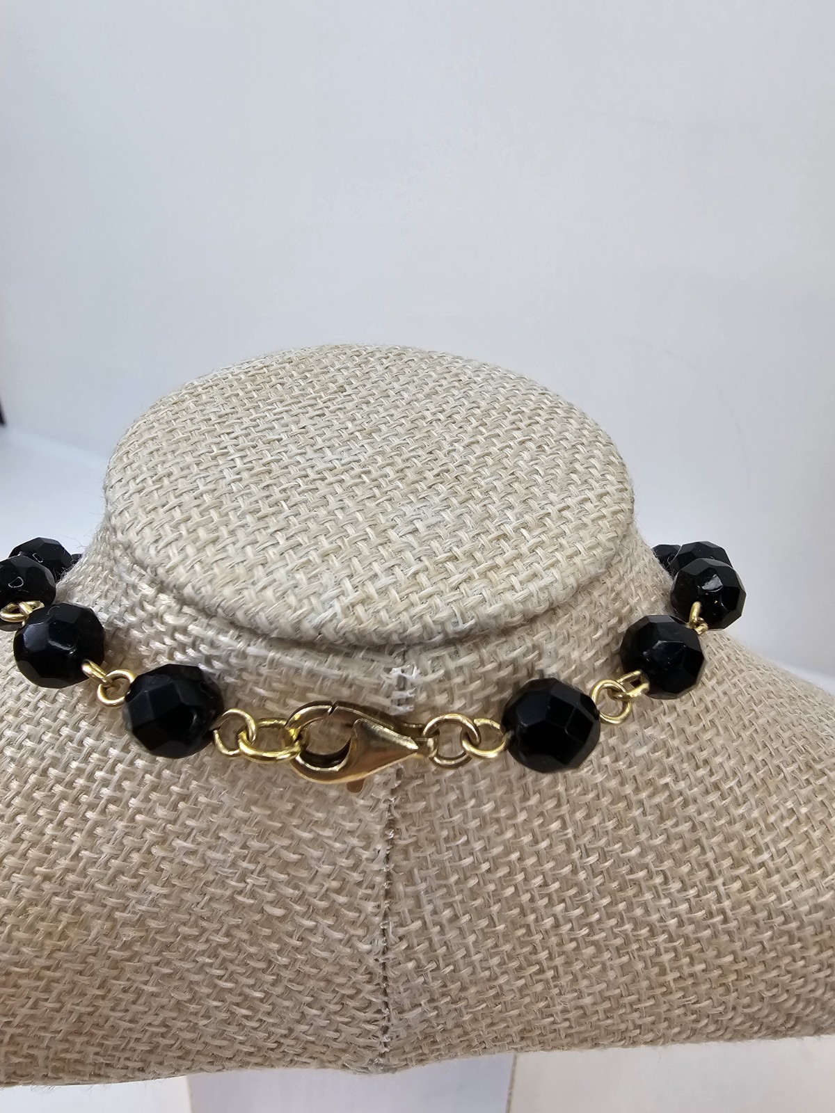 Gold Filled Beaded Black Collar Black and Gold Choker Necklace With Flower