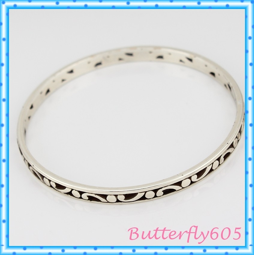 Brighton Contempo Slim Scroll Silver Round Bangle Bracelet
