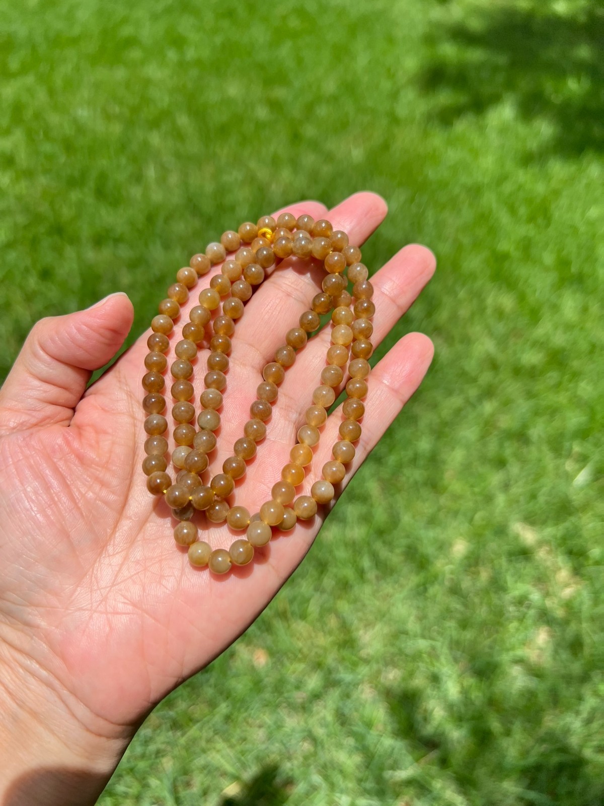 Genuine Golden-Brown Nephrite Jade 6mm 108 Beads 24″ Necklace B997 4