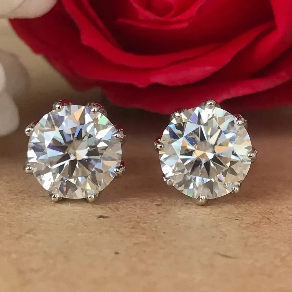 RARE 12.00 Ct Certified Round Diamond Earrings-Great luster-Free Tariffs!