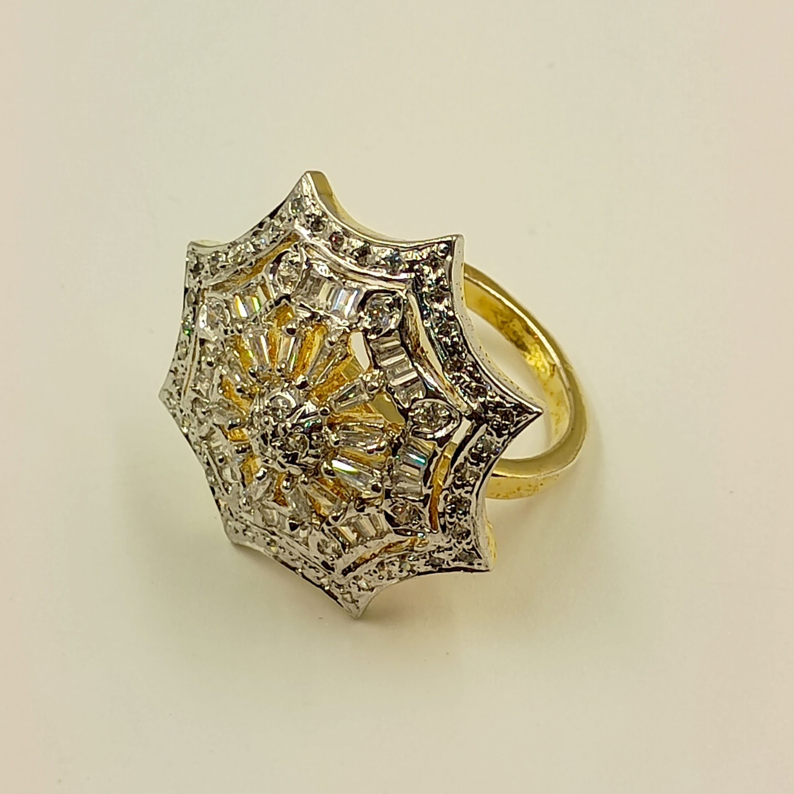 Luxury Handmade CZ Ring 22k Gold Plated South Indian Bridal Fashion Jewelry
