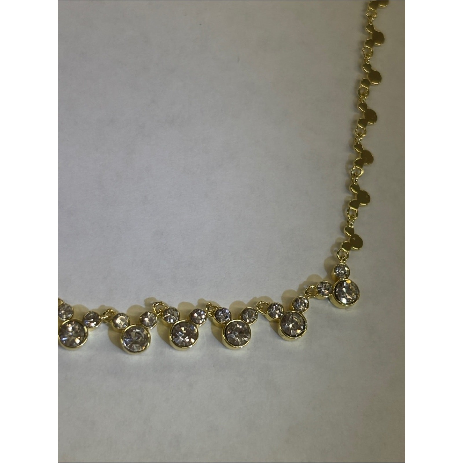 Disney Gold-Tone Necklace with Clear Zircon Drops