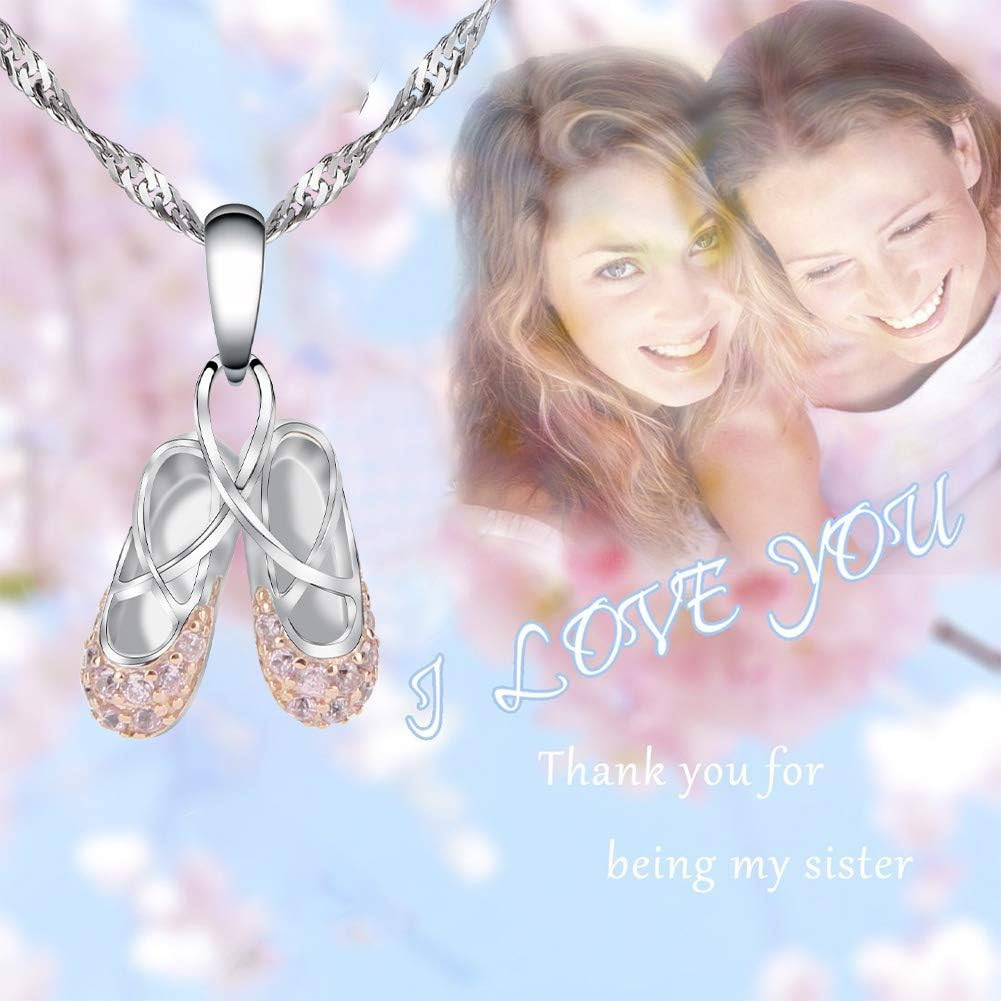 925 Sterling Silver Dance Recital Gifts for Girls Ballerina Necklace Jewelry Cub