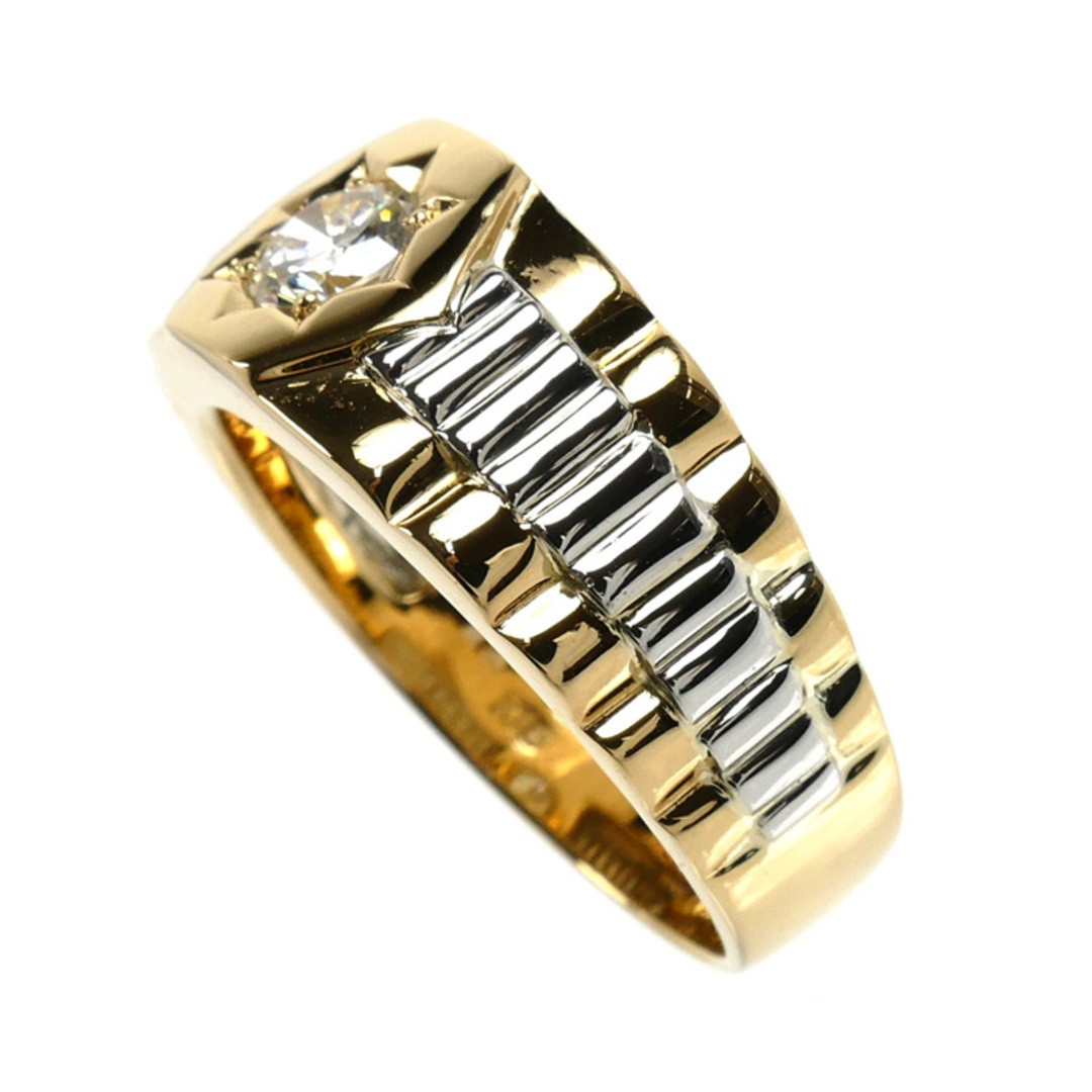 K18YG Yellow Gold Pt900 Platinum Ring & Diamond 0.44ct Size 20 12.0g Used KOER-0