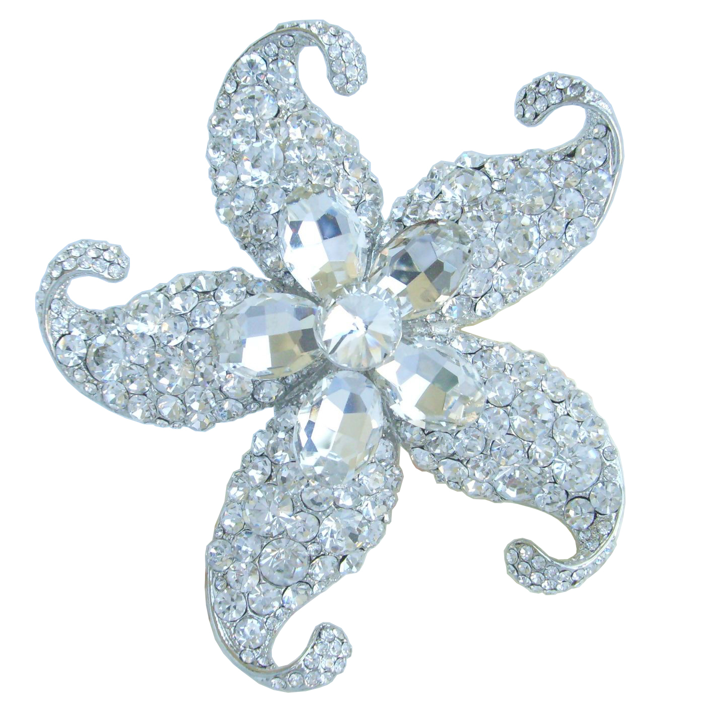 Wedding 3.15″ Starfish Brooch Pin Pendant Clear Rhinestone Crystal EE04824C6
