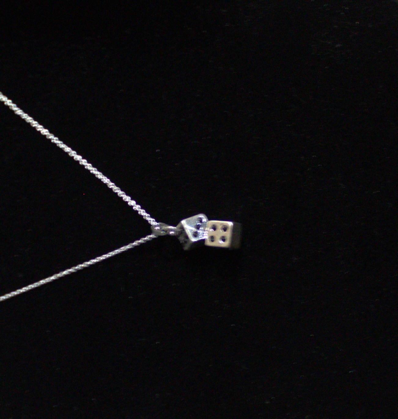 One Lucky Double Dice Necklace 20 Inch Rolo Silver Chain Gift Any Occasion Sexy