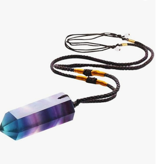Rainbow Fluorite Stone Pendant Handmade Necklace Manifestation Stone Reiki Gift