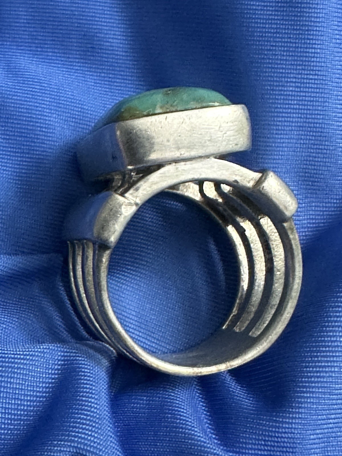 Barse 925 Sterling Silver Cushion Turquoise Bezel Set Band Ring Size 8.25
