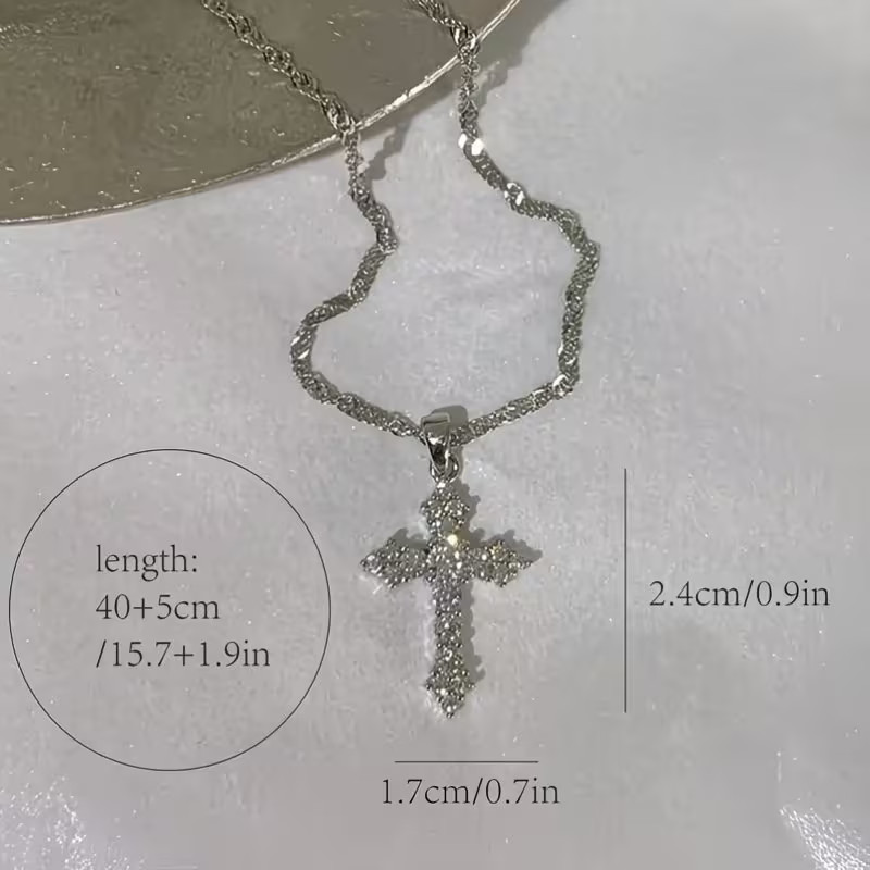 Sparkling Decor Cross Pendant Necklace For, Punk Style Y2K Jewelry Additions