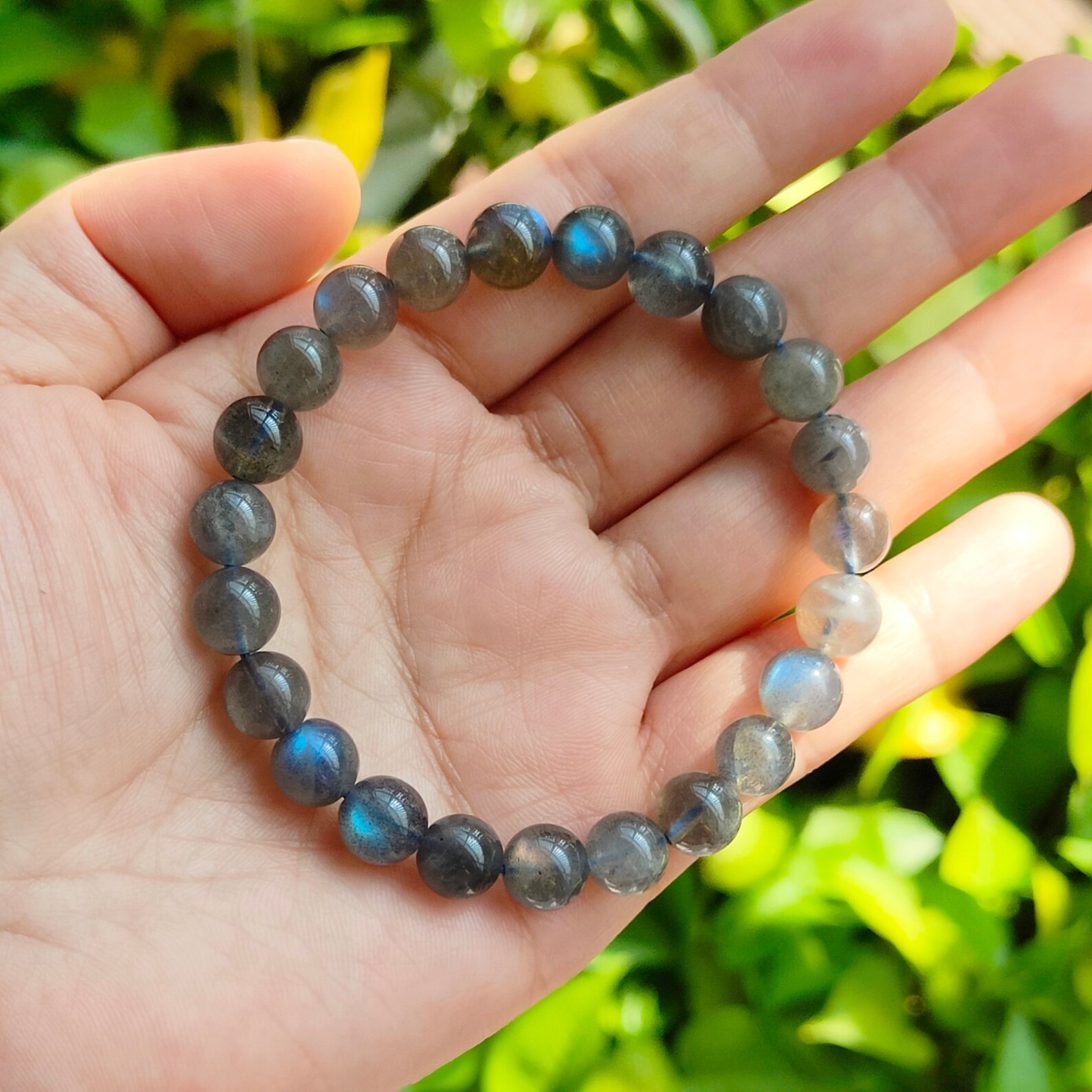 8mm Labradorite Stretch Bracelet Healing Energy Grounding Men Women Crystal Gift