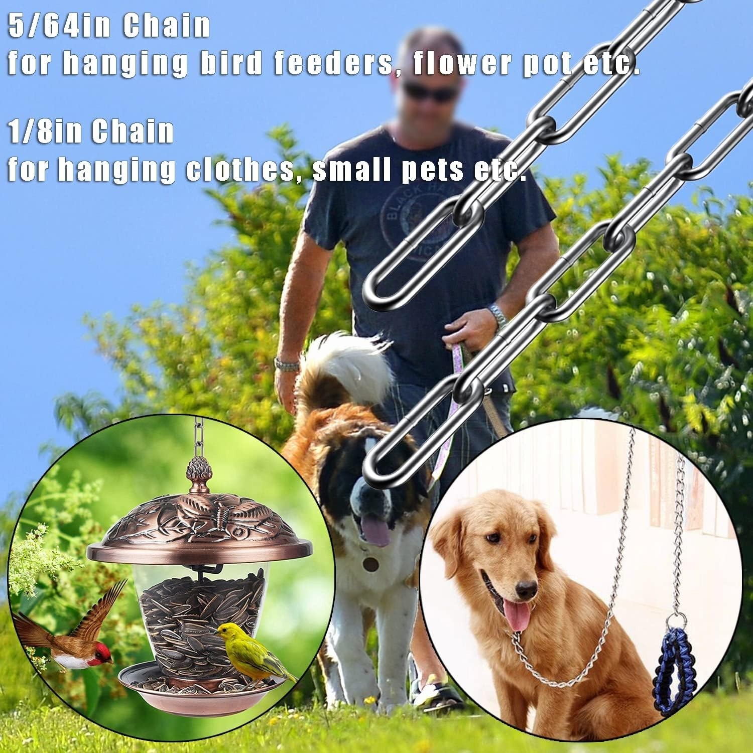 6.5ft Stainless Steel Chain for Home Outdoor Camping