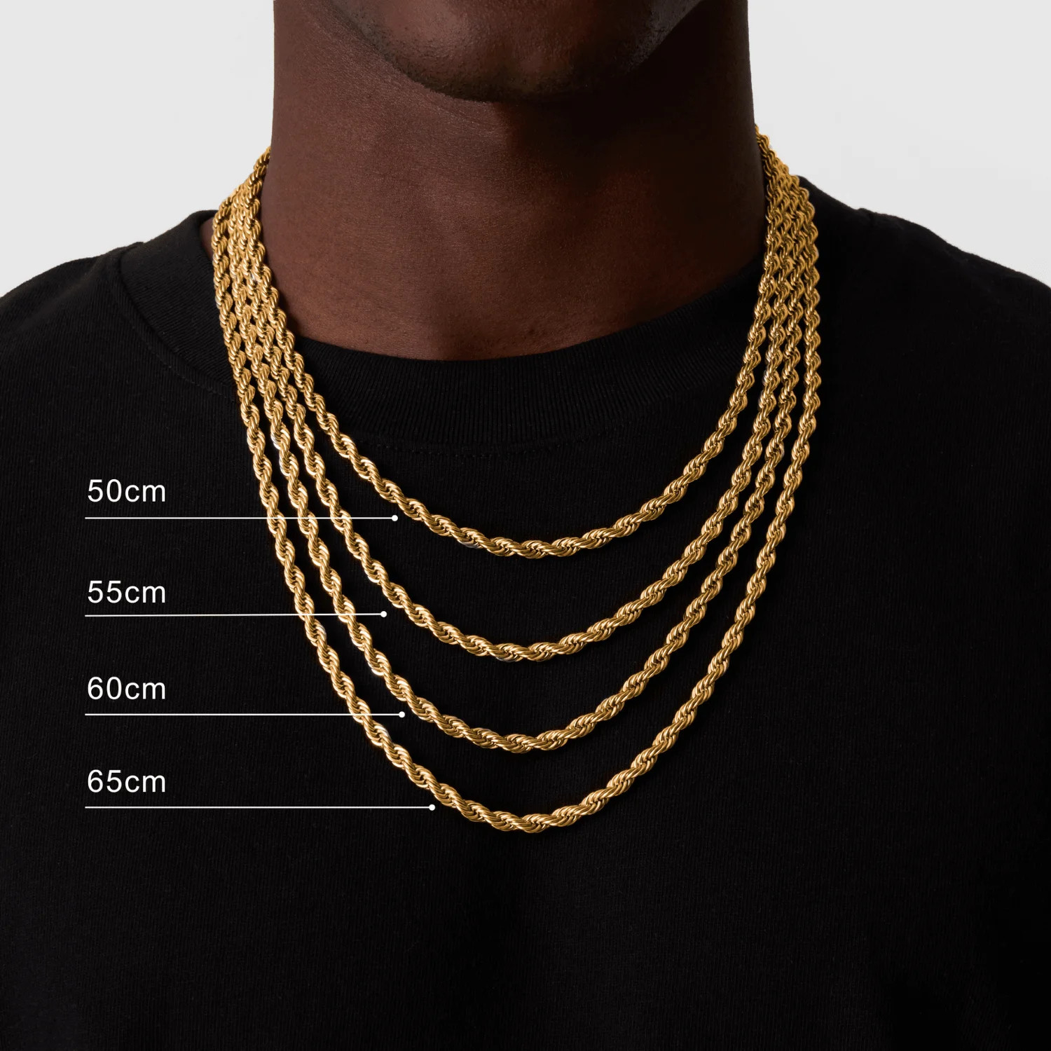 Rope Twisted Chain Necklace for Men Women,Gold Silver Color Stainless Steel Chai