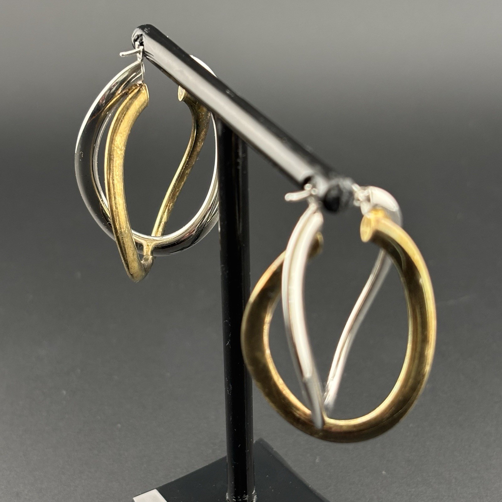 MILOR 925 Italy Sterling Silver Vermeil Two Tone Teardrop Dangle Earrings 8g
