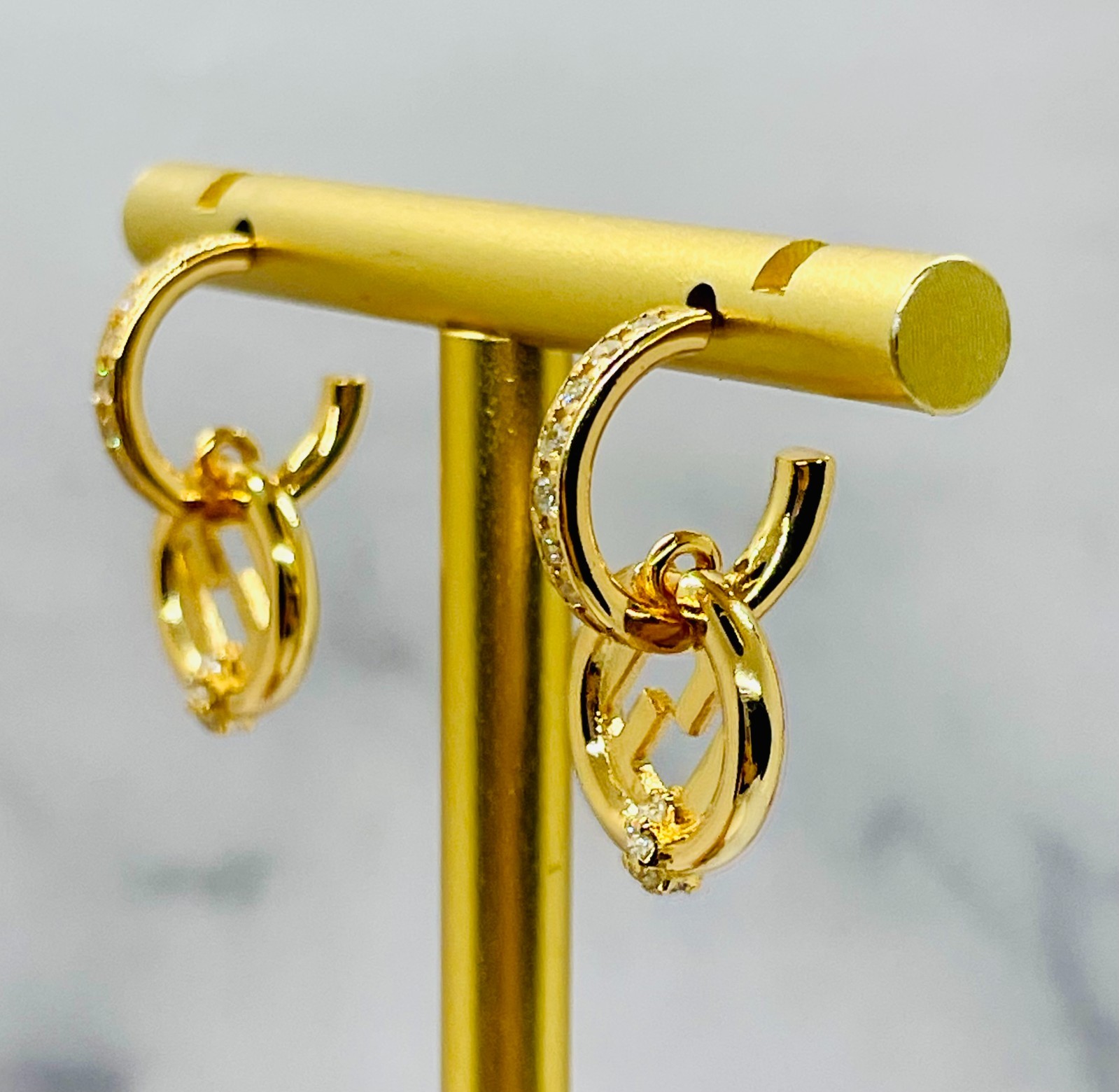 FENDI FF Rhinestone Hoop Earrings – Pre owned / MF6239