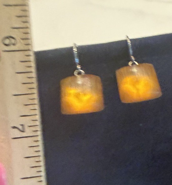 alexis bittar lucite drop earrings Orange Square .75” Overall Dangle