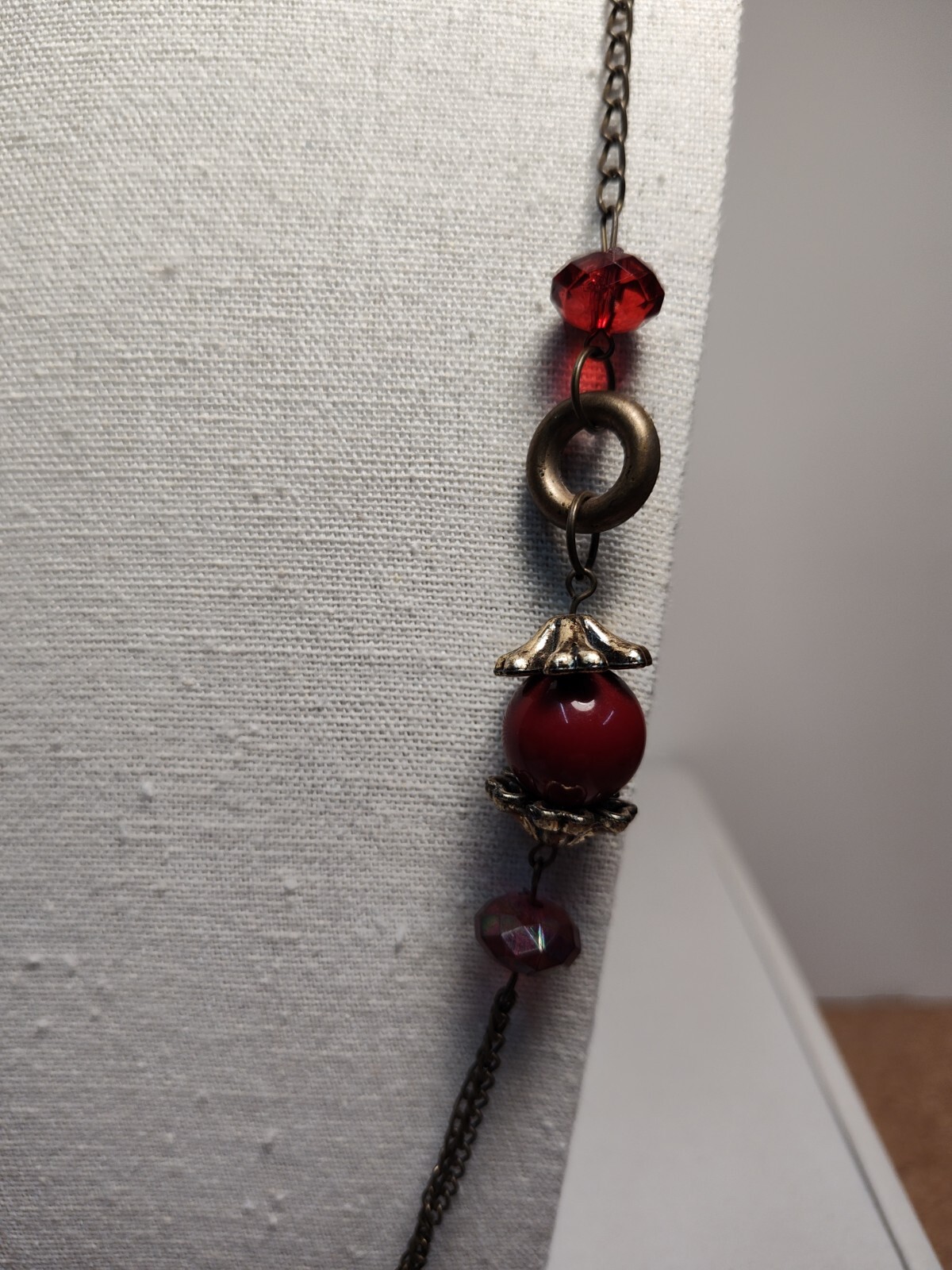 Beautiful Slip On Necklace With Red Beads
