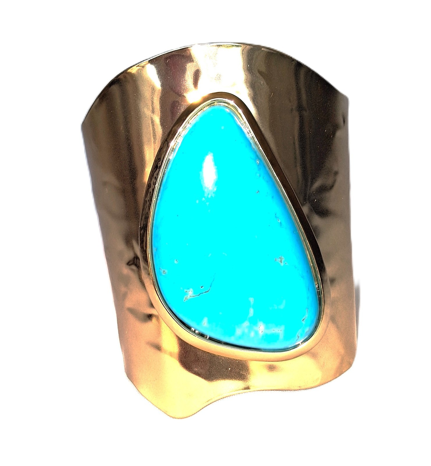NWT Chicos Howlite Cuff Bracelet Goldtone Nickel Free Metal and Turquoise Color