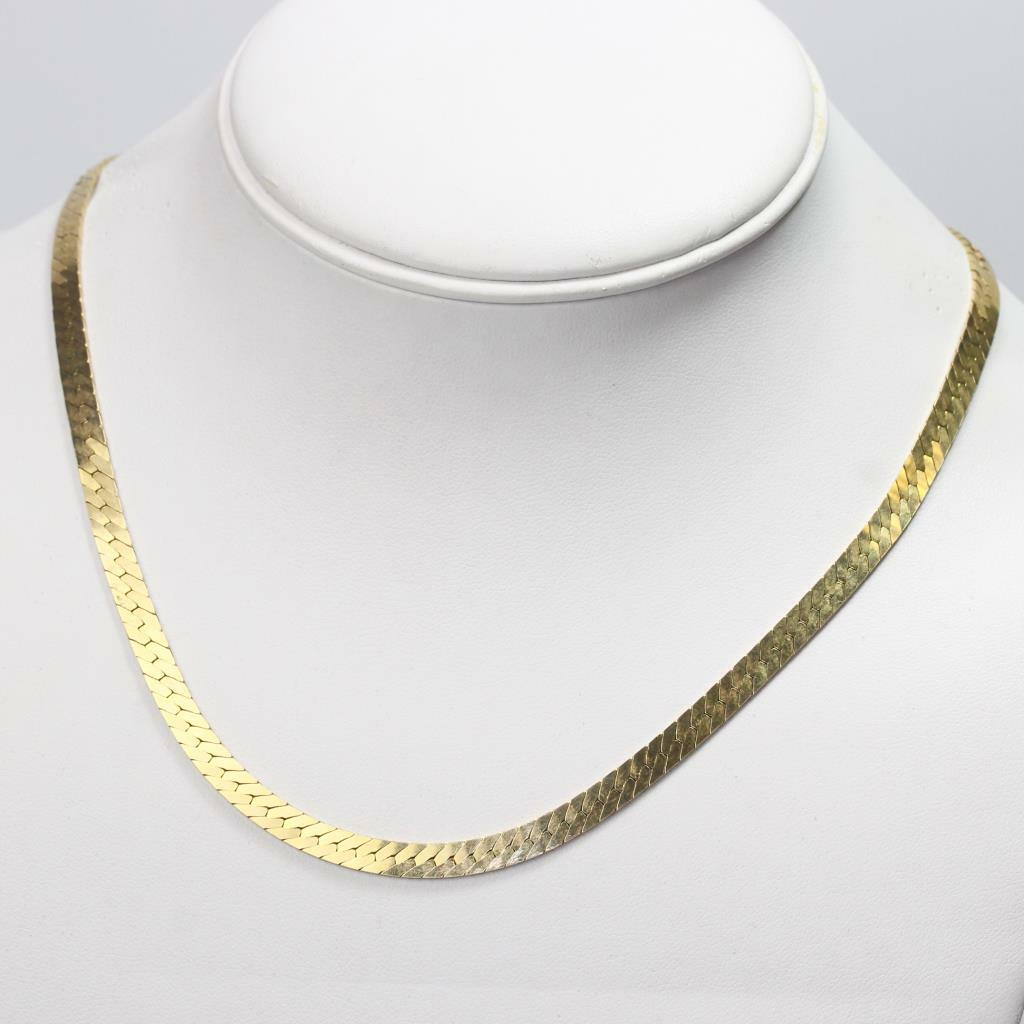 18K Gold Filled Herringbone Chain Necklace 16/18/20/22″/24″ 2/3/4mm/5mm Wide A14