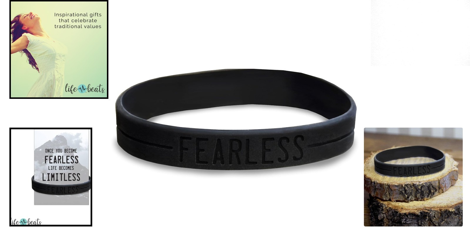 Fearless Black Silicone Bracelet – Inspirational Wristband for Active Women