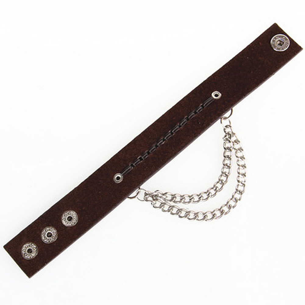 Punk Alloy Rivet Bracelet Bullet Wristband Chain Leather Cuff Bracelet Best Gift