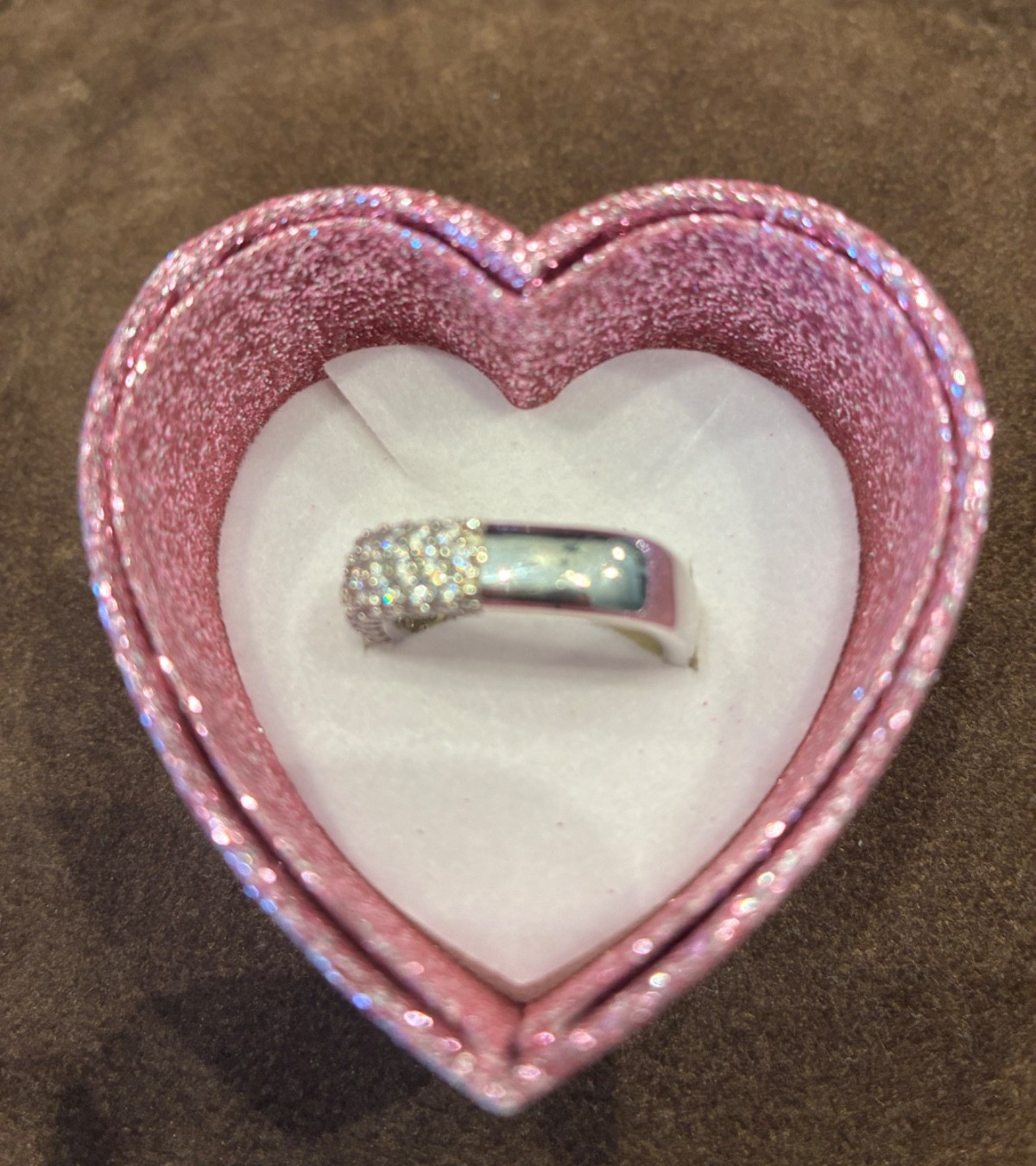 DIAMONIQUE x JENNIFER MILLER Squared Diamond Band Pave Ring ~ Sz 8 Sterling