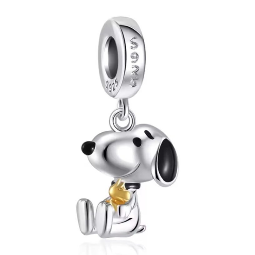 Peanuts Sterling Silver 925 Signed Snoopy Dangle Charm Bead