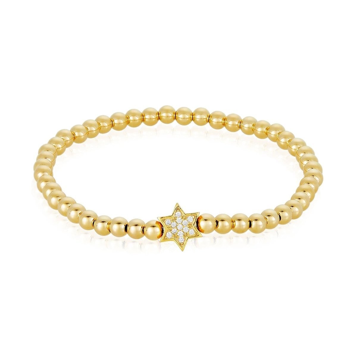 14K Gold Filled Bead Bracelet Jewish Star Charm 6.75″ Dainty
