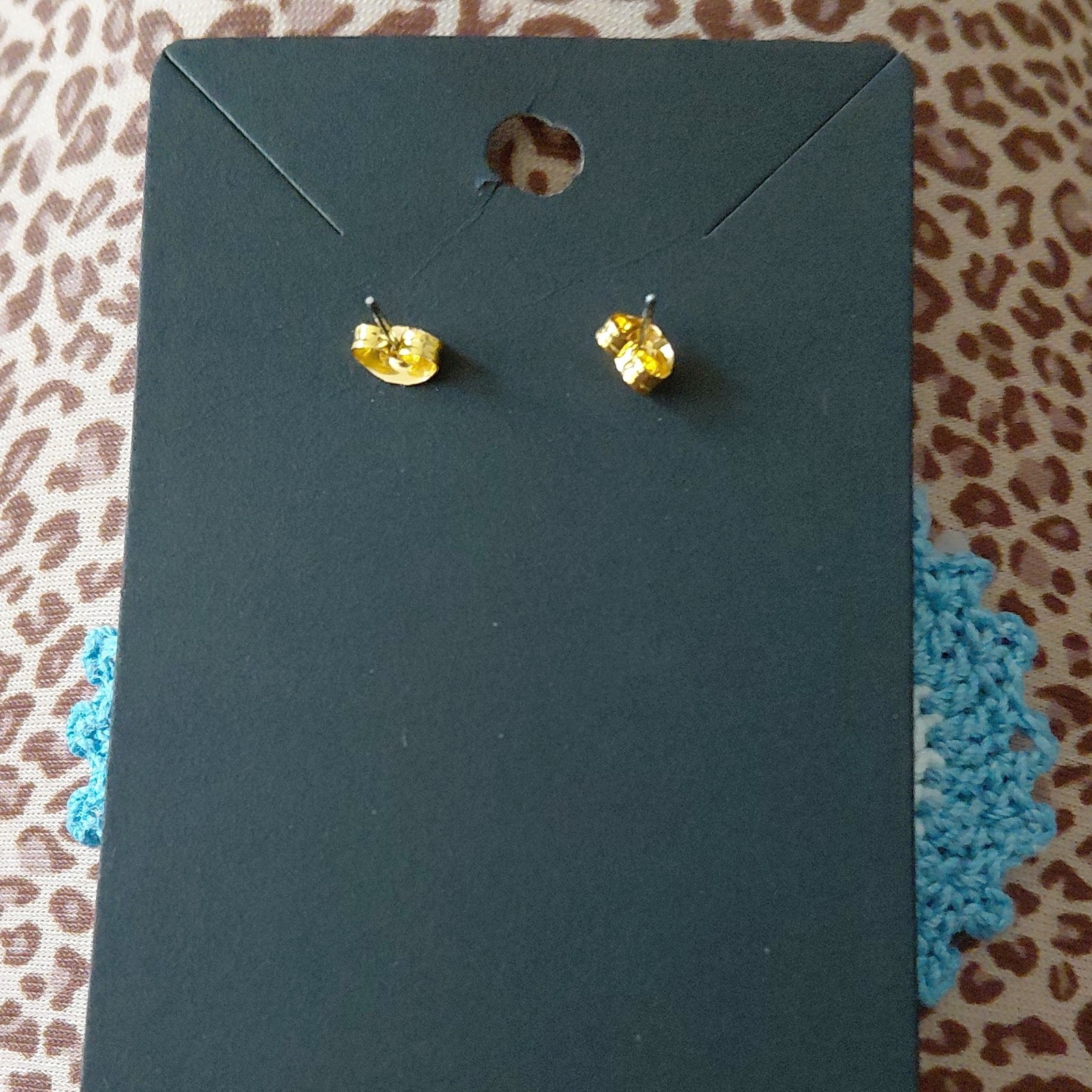 Handmade Crochet Flower Dangle/Drop Earrings Blue White Yellow Butterfly Back
