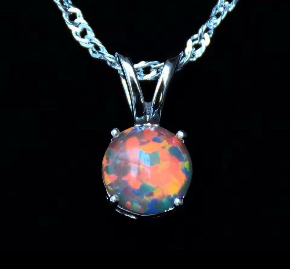 DEAL! Stunning Orange Fire Opal Necklace, Earrings, & CZ Halo Ring Size 9 Set
