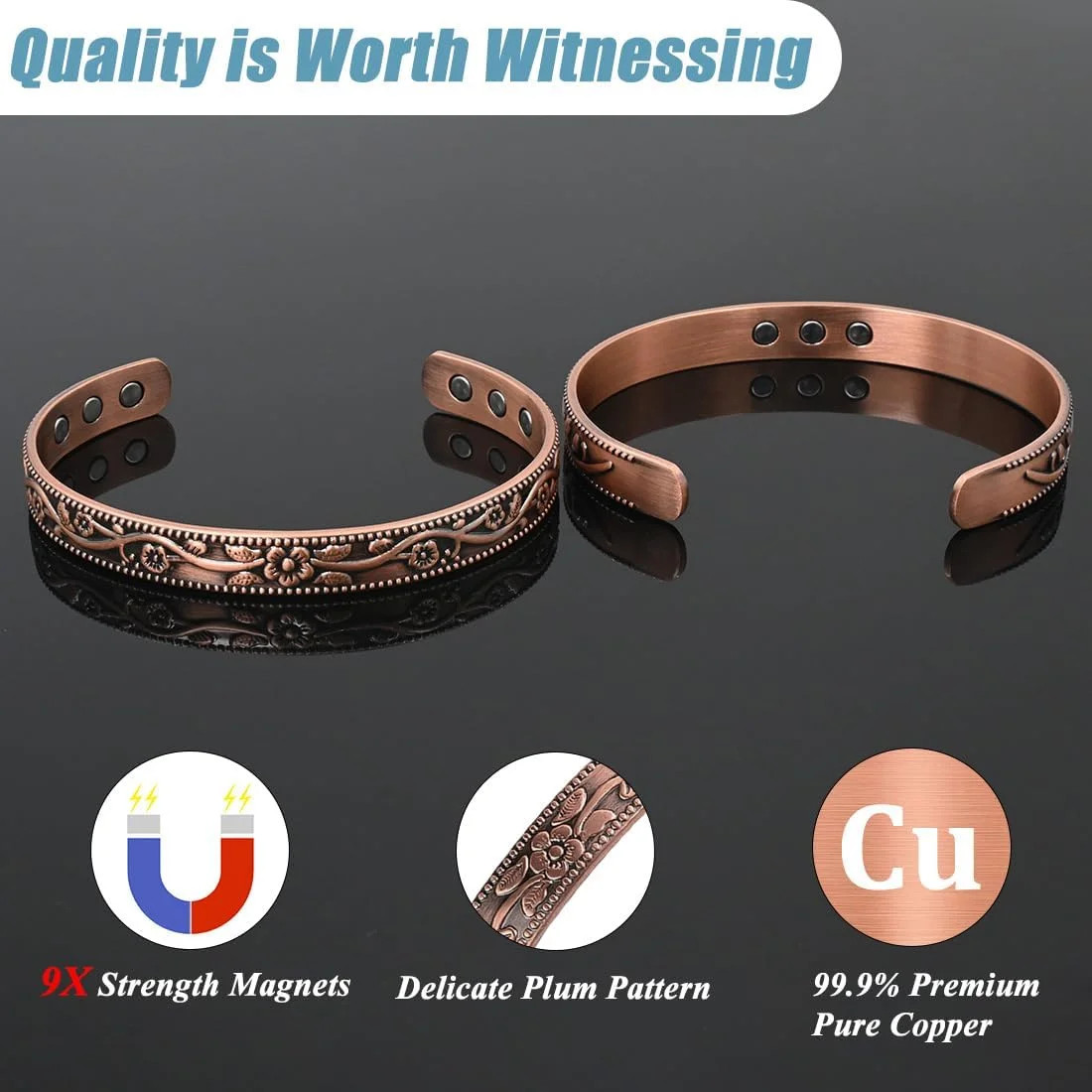 Vicmag Copper Magnetic Bracelet for Women Ultra Strength Magnetic Bracelets 99.9