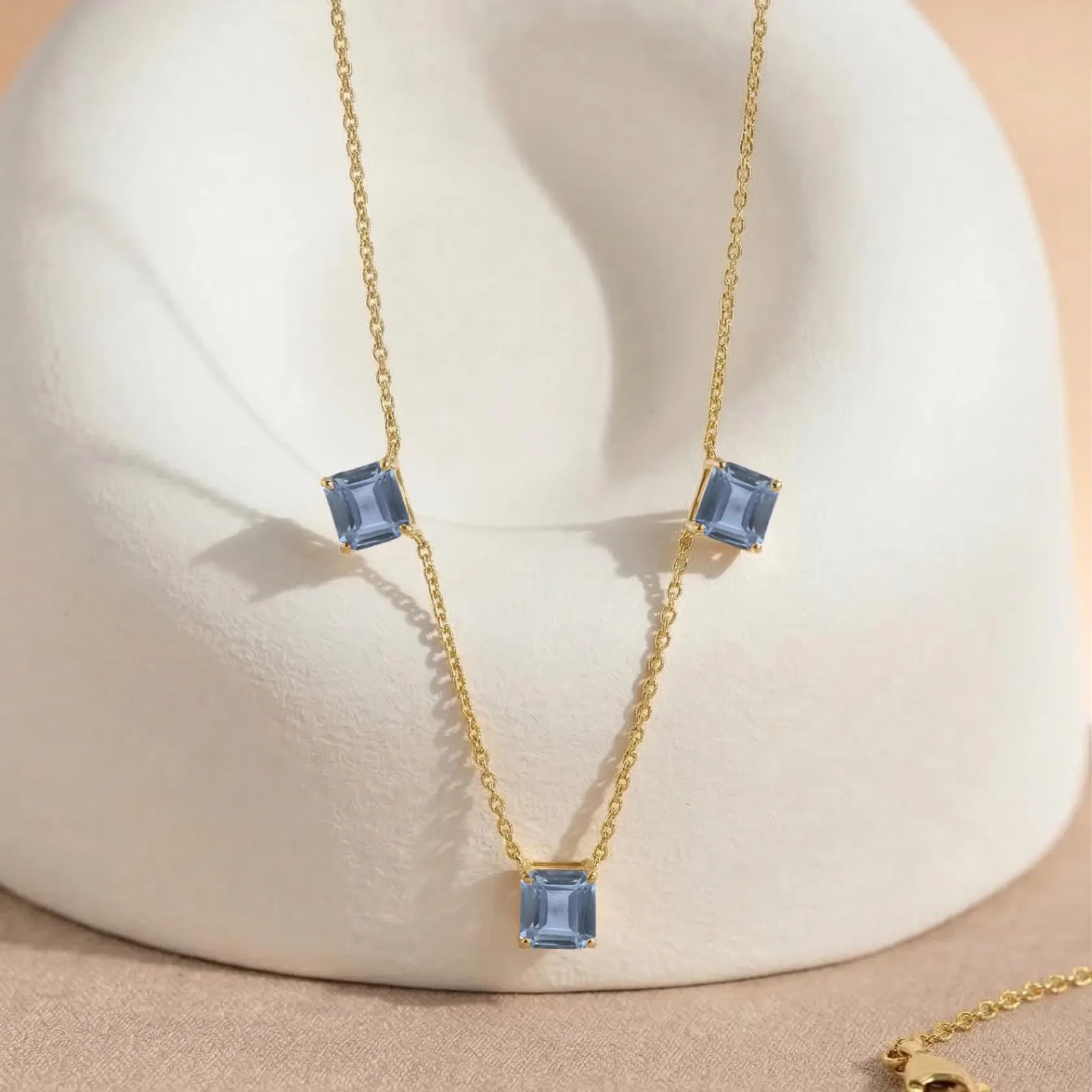 Alexandrite Necklace Gold, Asscher Cut Alexandrite Station Necklace