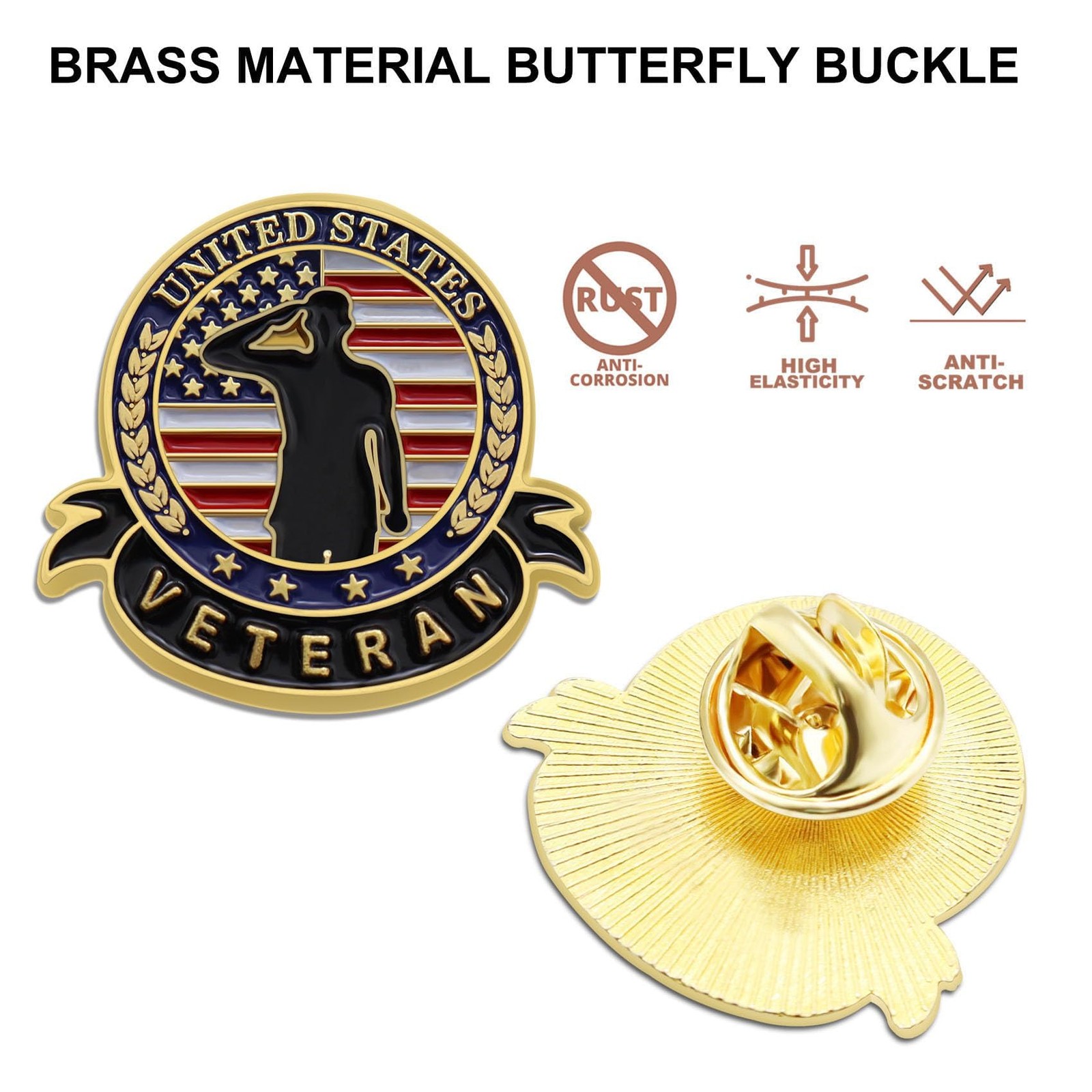 50 Pcs US Veteran Day Pins – Female/Male Soldier Patriotic American Flag Pins…