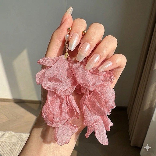 1 Pair Fabric Flower Stud Earrings Women Large Petal Fluffy Statement Jewelry