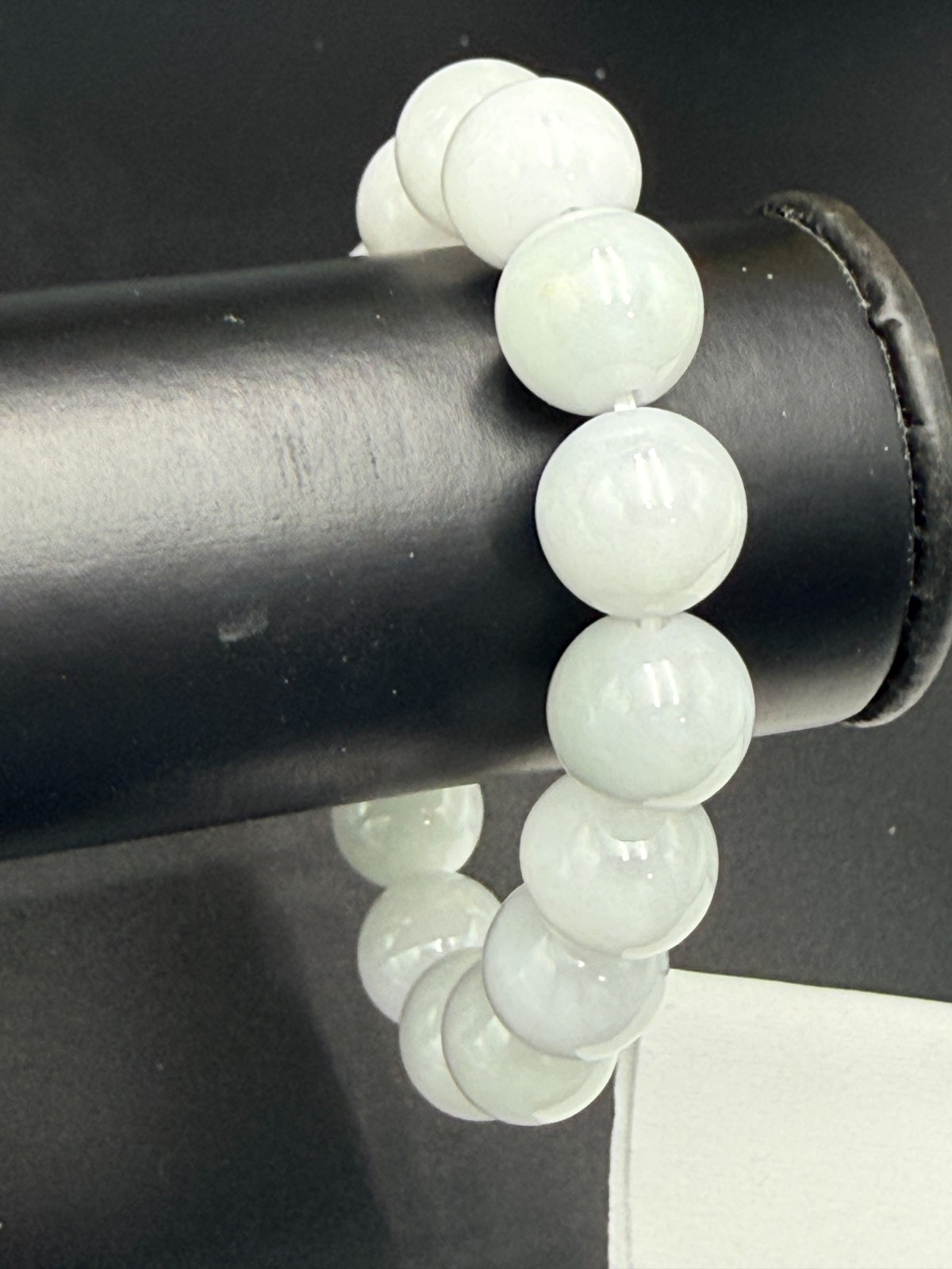 Certified Natural Jadeite Jade Beaded Bracelet Sky Blue 13.1 mm #100161
