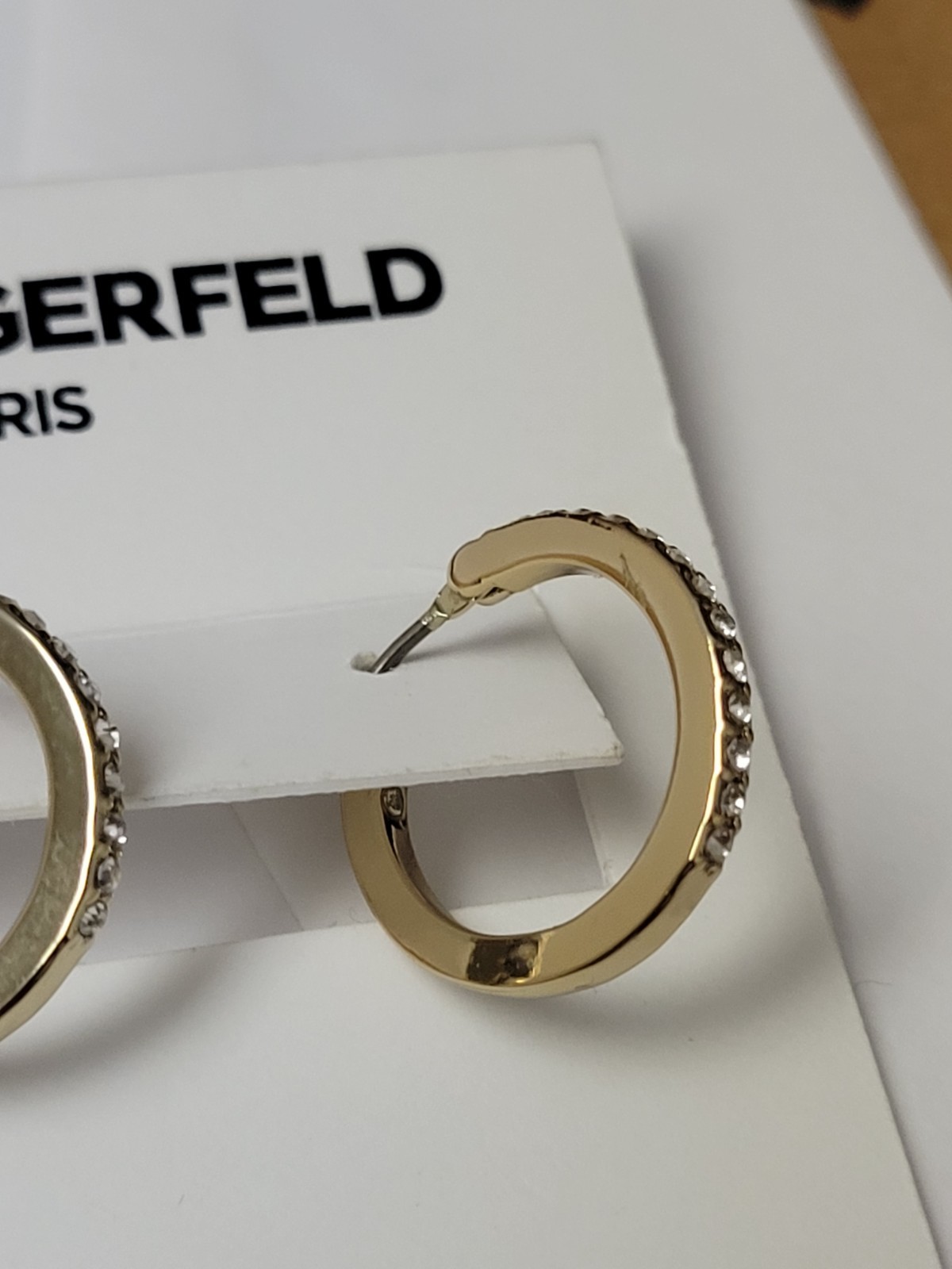 Karl Lagerfeld Paris Extra-Small Pavé Hoop Earrings, 0.35″ (2022) Brand New USA