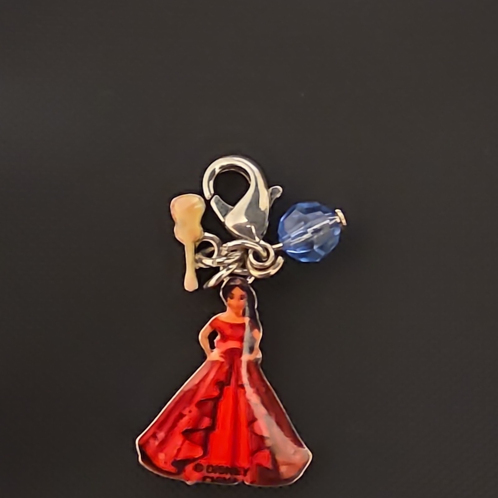 Disney Red Dress Encanto Enamel Dangle Charm Lobster Clasp Blue Rondelle Crystal