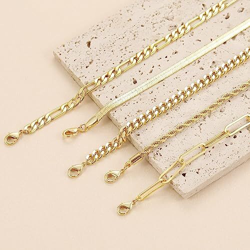 Gold Bracelets for Women Waterproof, 14K Real Gold Jewelry Sets for Women Trendy