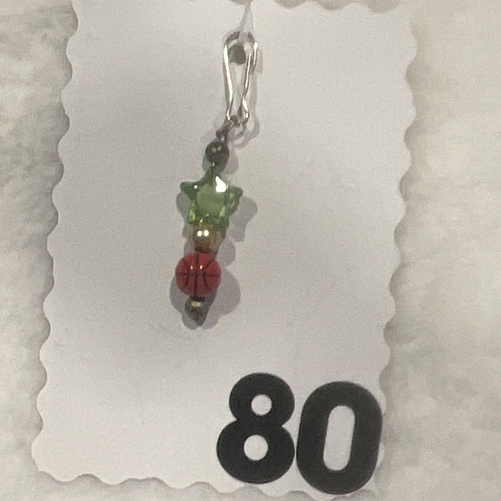 Green Star Red Basketball Glass Beaded Sports Bag charm