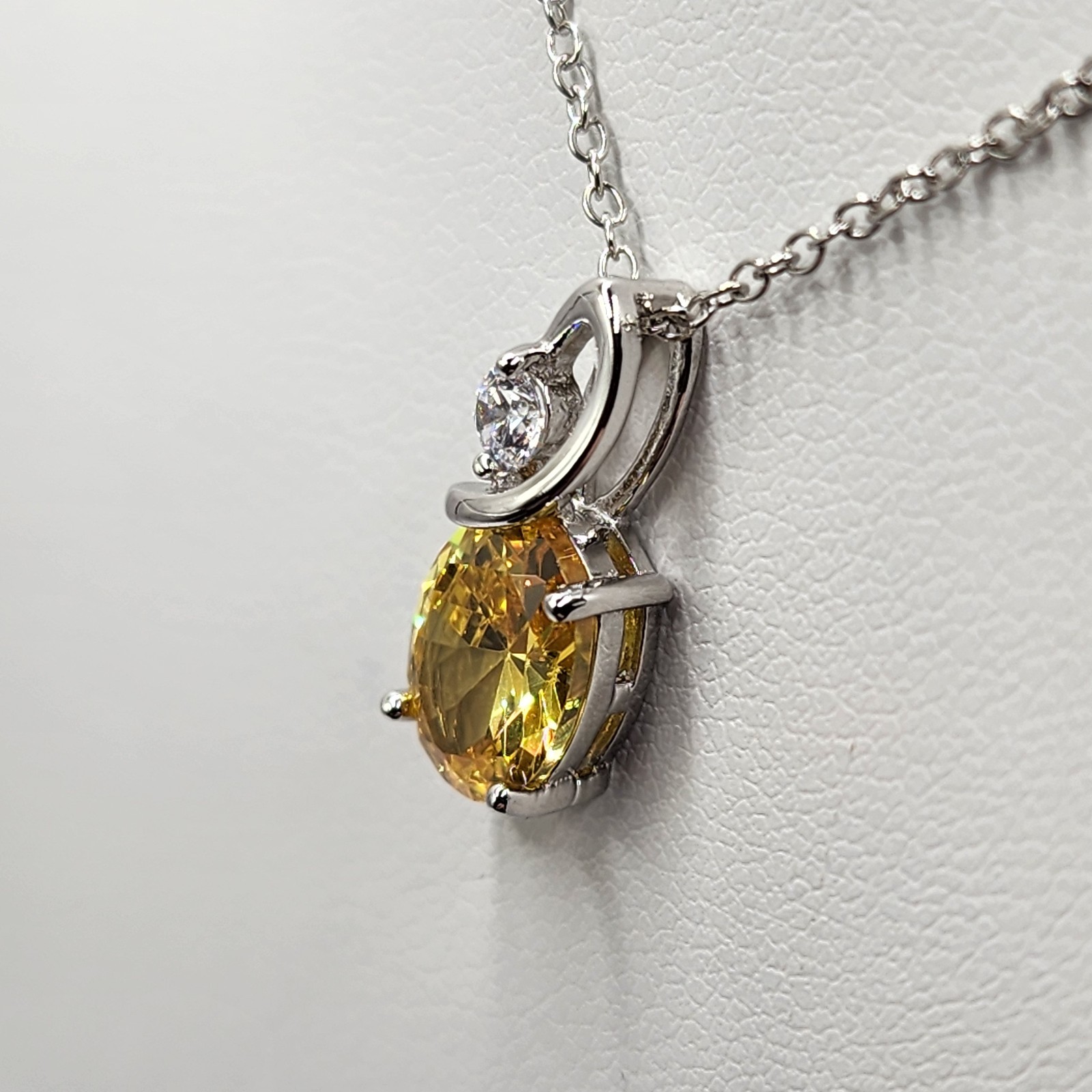 925 NEW Sterling Silver Pendant &Earrings Set Created Topaz &CZ