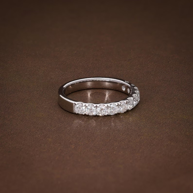 2 Ct Round CutSimulated Diamond Wedding Half Eternity Ring 14k White Gold Plated